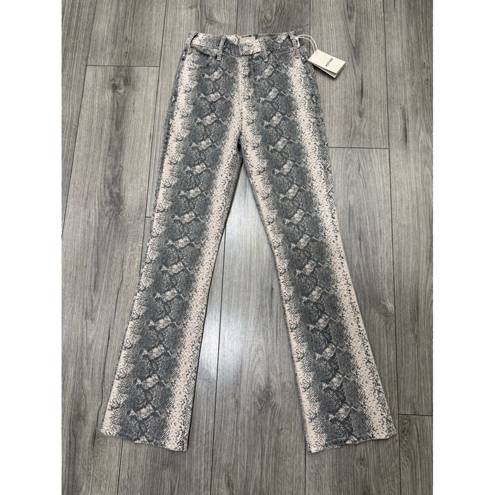 NWT MOTHER The Hustler Flood Jeans in Boa Babe Snake Print Size 24